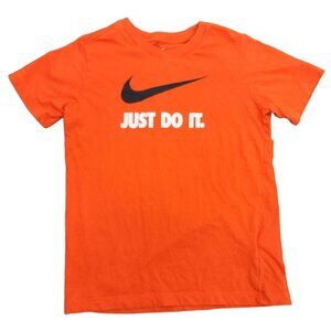 Kids Boys Orange The Nike Tee T-Shirt Just Do It Swoosh Medium Top 100% Cotton